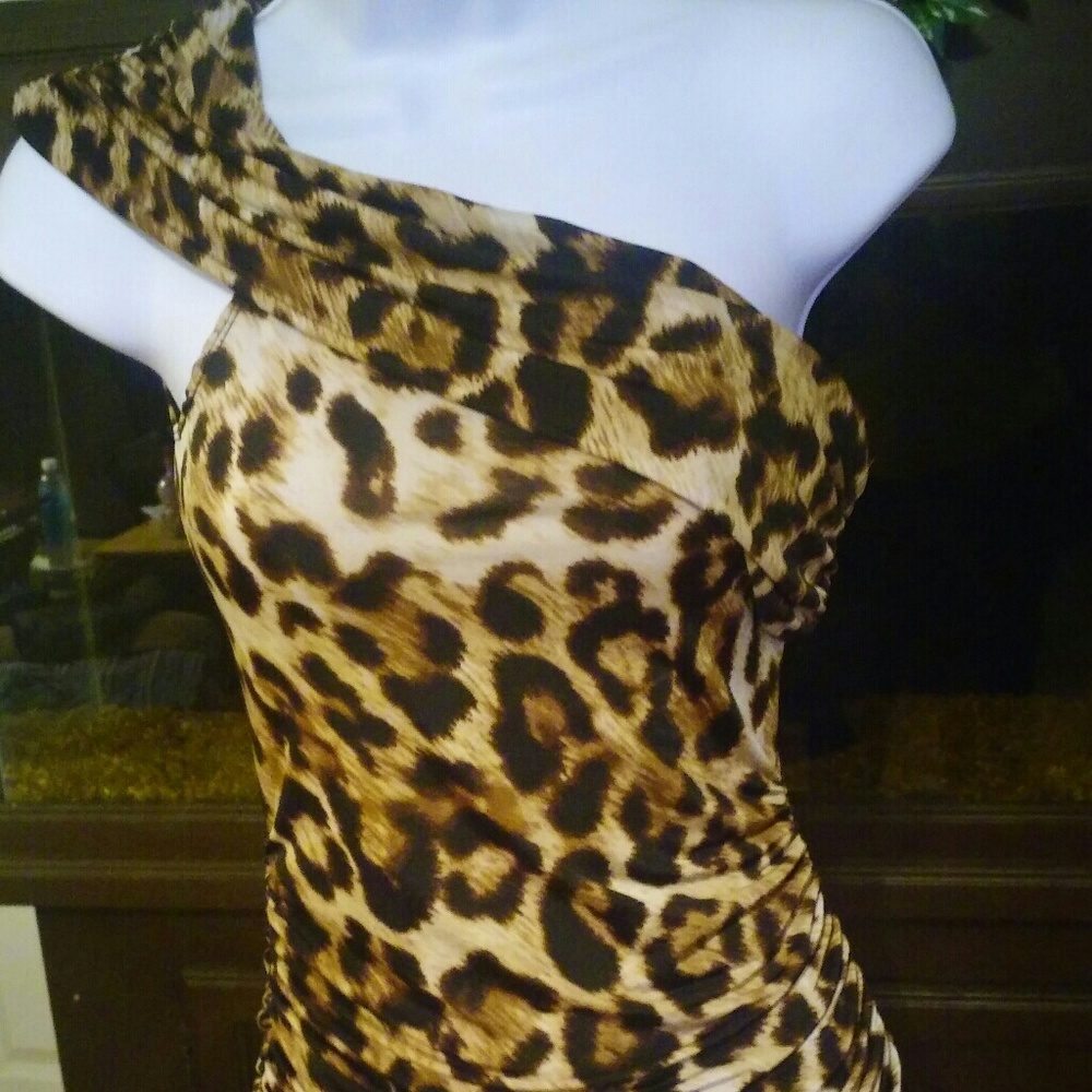 Body Central One Shoulder Leopard Print Top